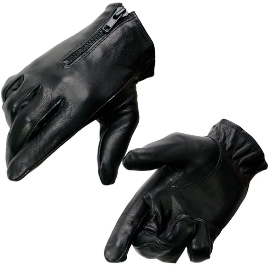 Milwaukee Leather SH728 Women's Black Thermal Lined Leather Gloves with Zipper Closure
