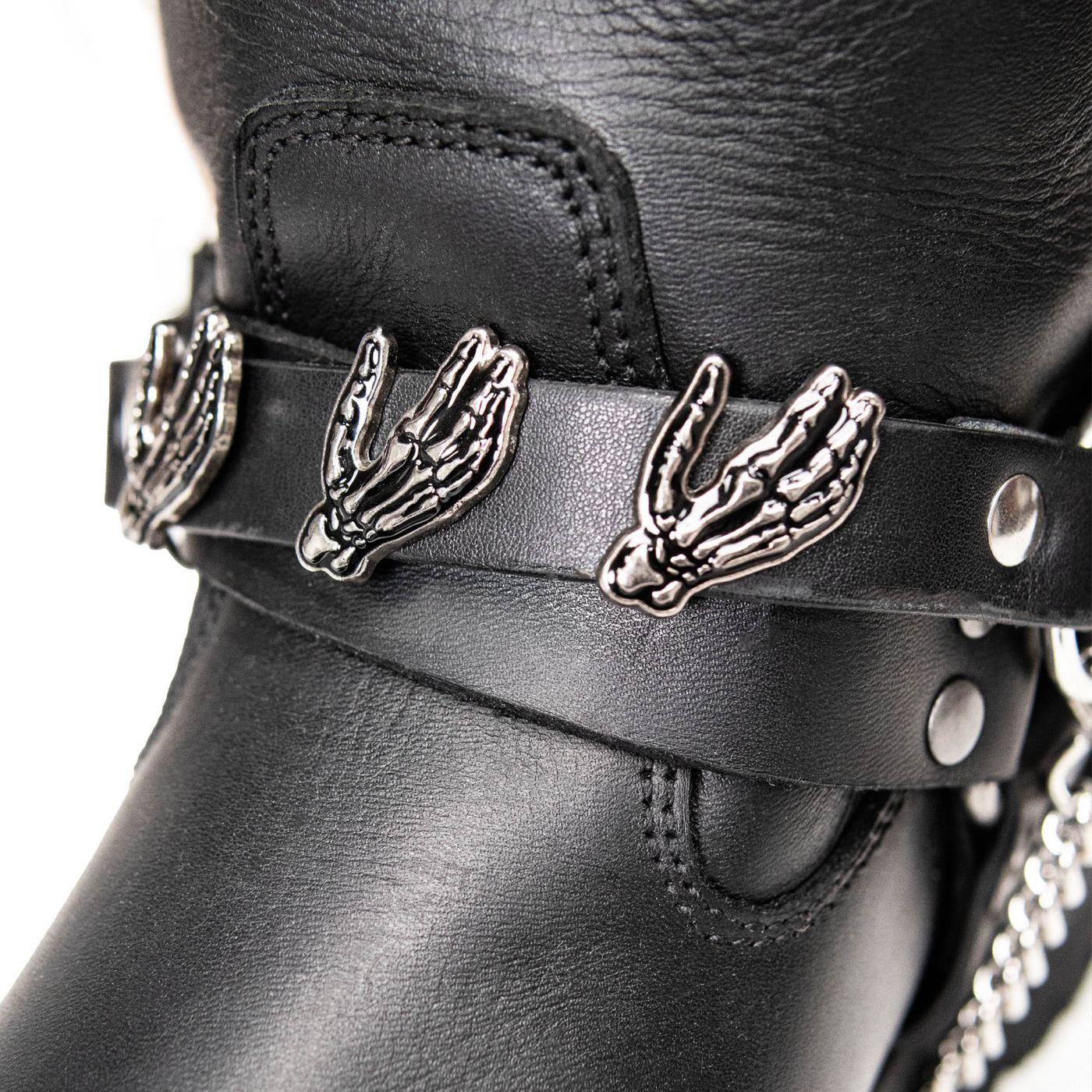 Milwaukee Leather Silver Skeleton Hand Emblem Boot Chain with Adjustable Strap – MLA3006