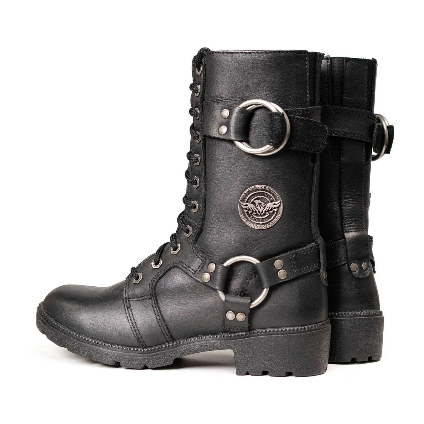 Milwaukee Leather Women’s Waterproof Leather Ring Strap Lace-To-Toe Riding Boots – Zipper Lock Design - MBL9391