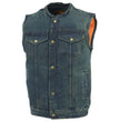 Milwaukee Leather DM2238 Men's Classic Blue Denim Club Style Vest with Snap Button Closure