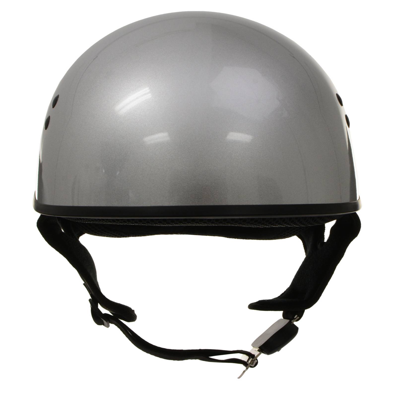 Hot Leathers HLD1050 Glossy Silver Motorcycle DOT Approved Skull Cap Half Helmet Biker