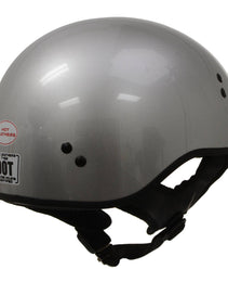 Hot Leathers HLD1050 Glossy Silver Motorcycle DOT Approved Skull Cap Half Helmet Biker