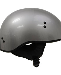 Hot Leathers HLD1050 Glossy Silver Motorcycle DOT Approved Skull Cap Half Helmet Biker