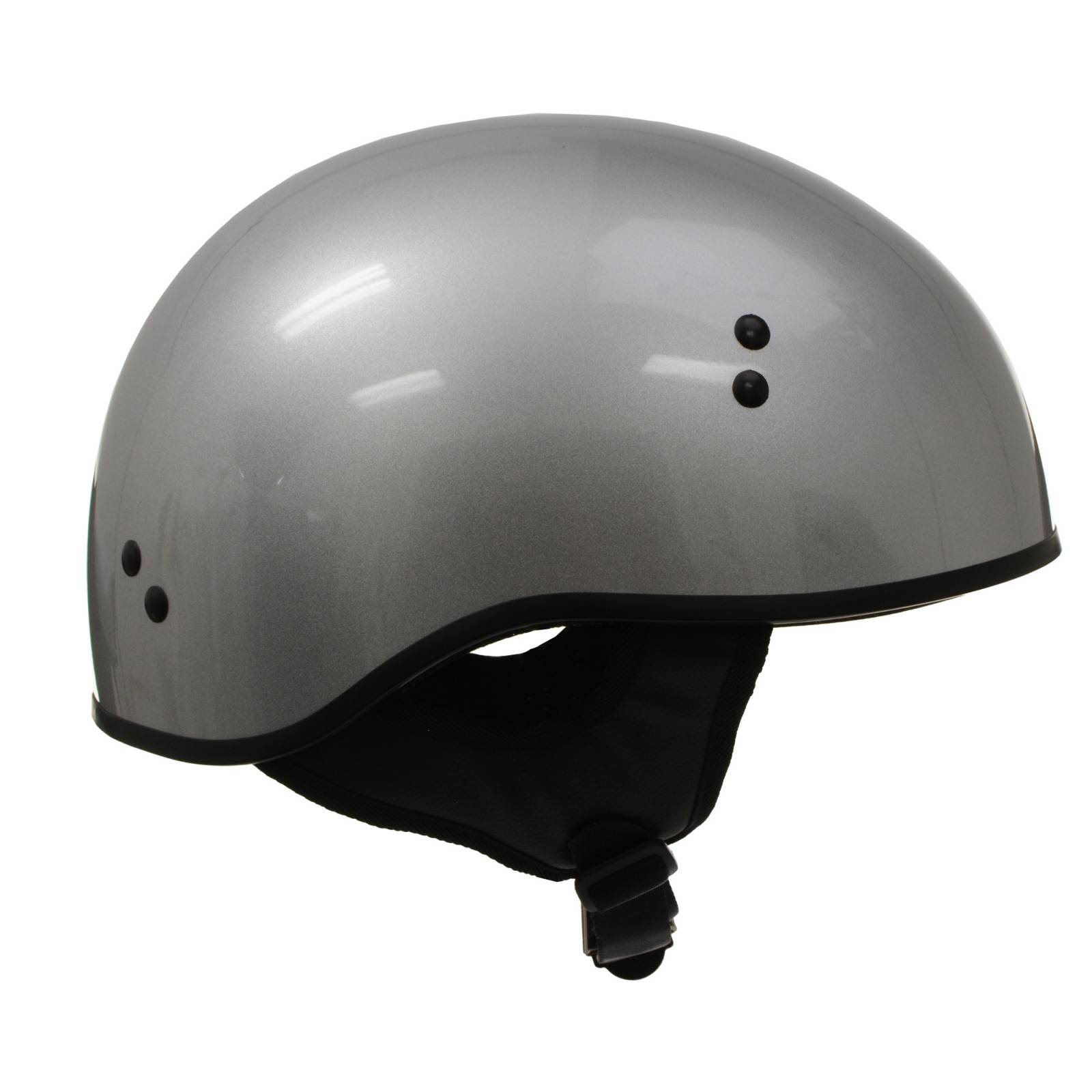Hot Leathers HLD1050 Glossy Silver Motorcycle DOT Approved Skull Cap Half Helmet Biker