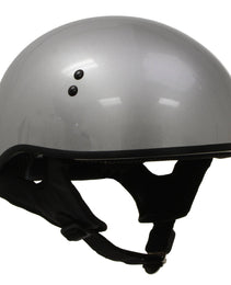 Hot Leathers HLD1050 Glossy Silver Motorcycle DOT Approved Skull Cap Half Helmet Biker