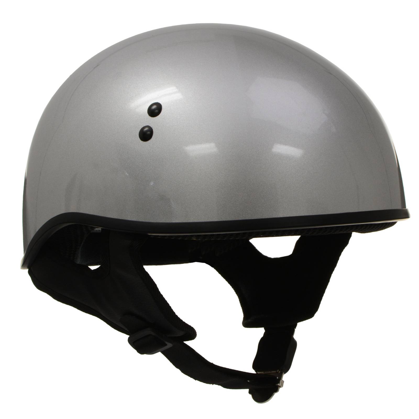 Hot Leathers HLD1050 Glossy Silver Motorcycle DOT Approved Skull Cap Half Helmet Biker