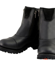 Milwaukee Leather MBM102 Men's Black Smooth Double Sided Zipper Entry Motorcycle Leather Boots