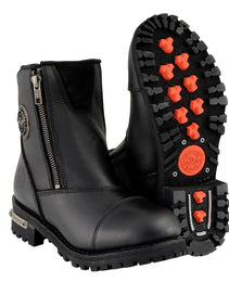 Milwaukee Leather MBM102 Men's Black Smooth Double Sided Zipper Entry Motorcycle Leather Boots