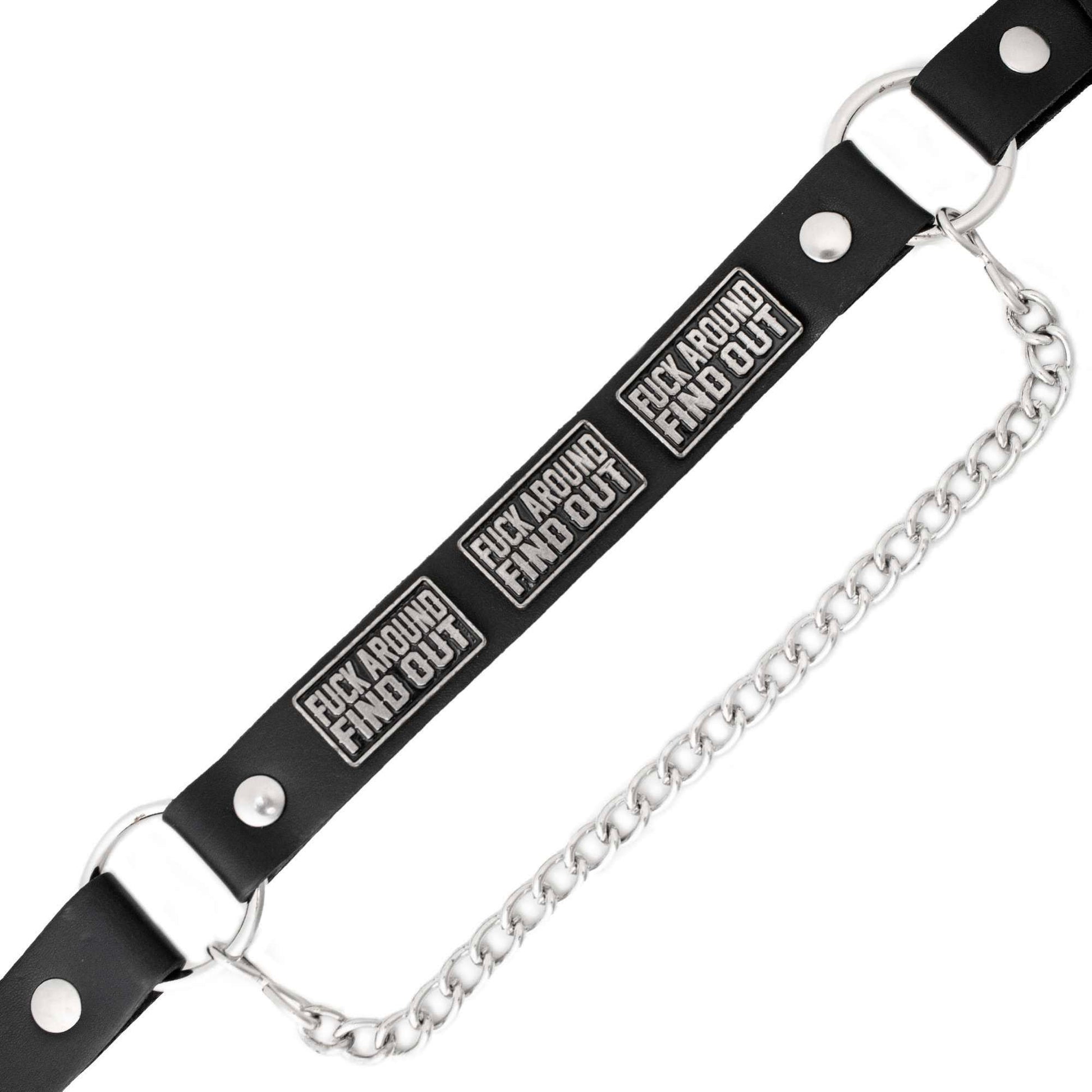 Milwaukee Leather Silver F‑Around – Find Out Text Boot Chain with Adjustable Strap – MLA3009