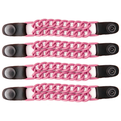 Milwaukee Leather MLA6094 Pink 4 Inch 4-PCS Vest Extender Set - Double Chrome Chains w/ Genuine Leather