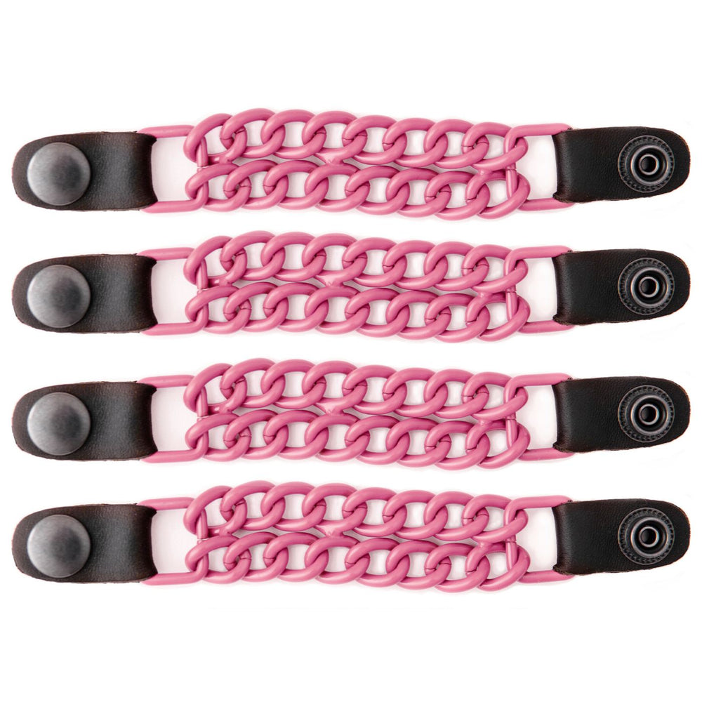 Milwaukee Leather MLA6094 Pink 4 Inch 4-PCS Vest Extender Set - Double Chrome Chains w/ Genuine Leather