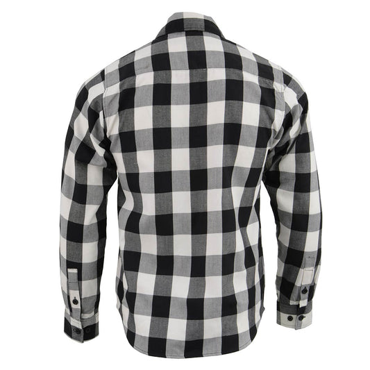 Milwaukee Leather MNG11633 Men's Flannel Plaid Shirt Black and White Long Sleeve Cotton Button Down Shirt