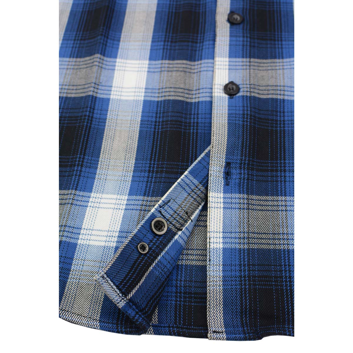 Milwaukee Leather MNG11635 Men's Flannel Plaid Blue and White Long Sleeve Cotton Button Down Shirt