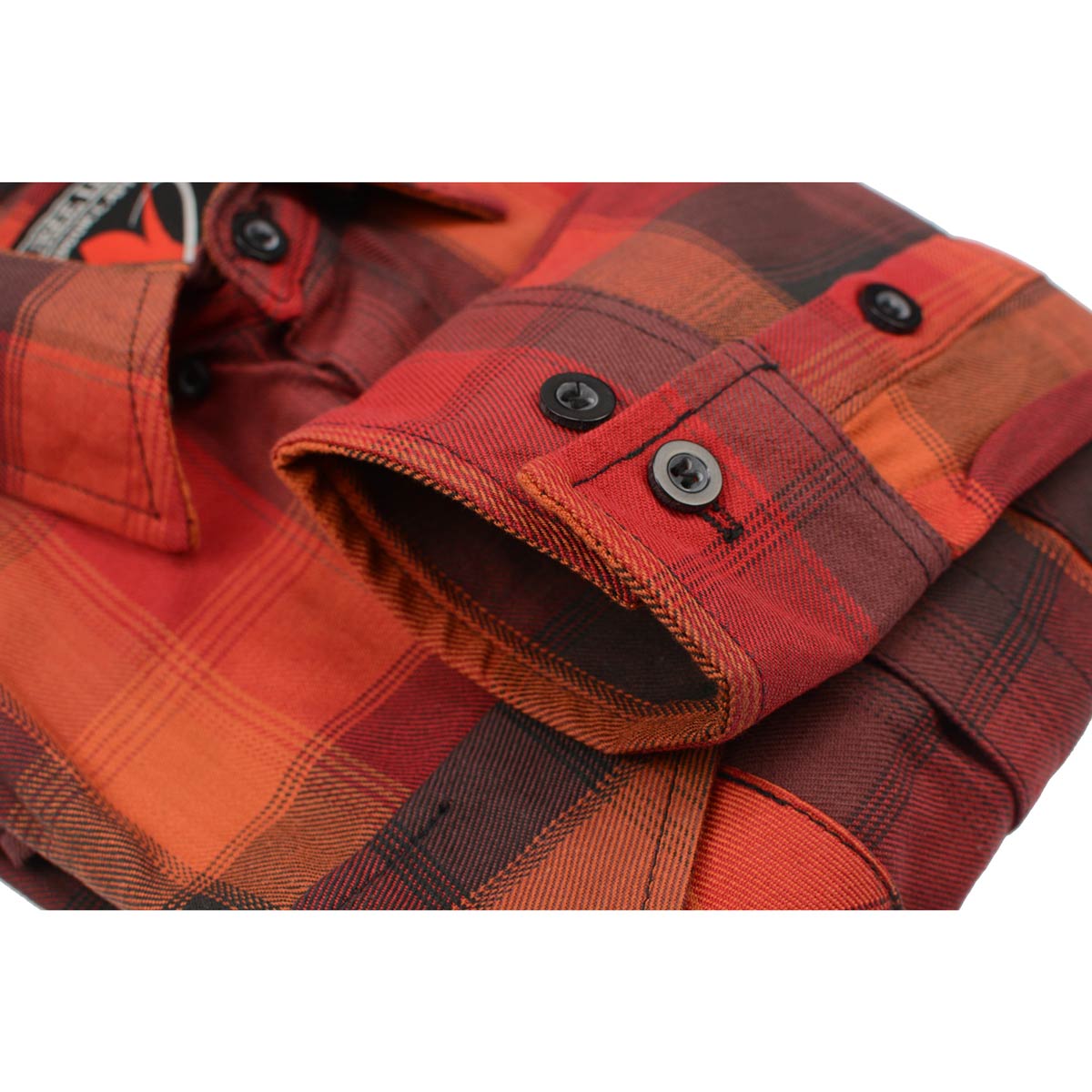 Milwaukee Leather MNG11641 Men's Flannel Plaid Shirt Orange with Red and Black Long Sleeve Cotton Button Down Shirt