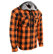 Milwaukee Leather MNG11642 Men's Flannel Plaid Orange and Black Long Sleeve Cotton Button Down Shirt w/ Hoodie