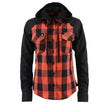 Milwaukee Leather MNG21602 Women's Casual Black and Red Long Sleeve Cotton Flannel Shirt with Hoodie