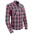 Milwaukee Leather MNG21604 Women's Casual Black with Pink Long Sleeve Casual Cotton Flannel Shirt