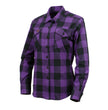 Milwaukee Leather MNG21619 Women's Black and Purple Long Sleeve Cotton Flannel Shirt