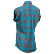Milwaukee Leather MNG21623 Women's Flannel Brown/Aqua Button Down Sleeveless Cut Off Shirt w/ Frill Arm