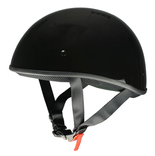 Milwaukee Helmets Bare Bones Glossy Black Half Motorcycle Helmet DOT Approved MPH9711DOT
