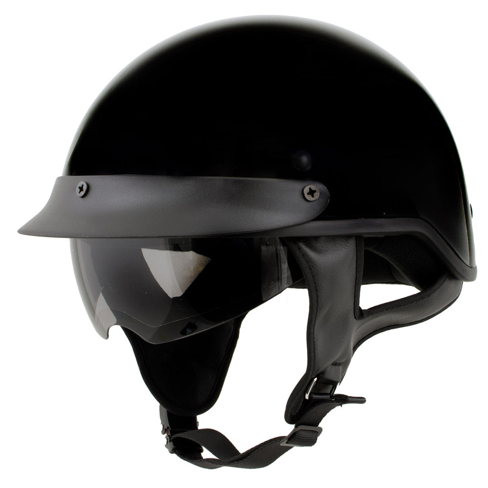 Milwaukee Helmets MPH9719DOT Momentum DOT Black Half Face Motorcycle Helmet Biker w/ Drop Down Visor