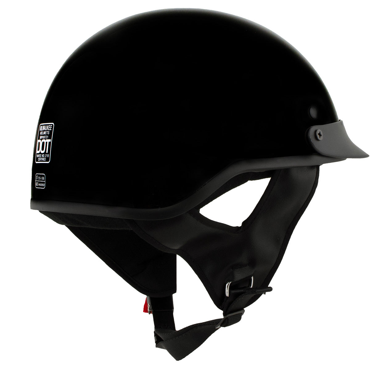 Milwaukee Helmets MPH9719DOT Momentum DOT Black Half Face Motorcycle Bikers Helmet  w/ Drop Down Visor