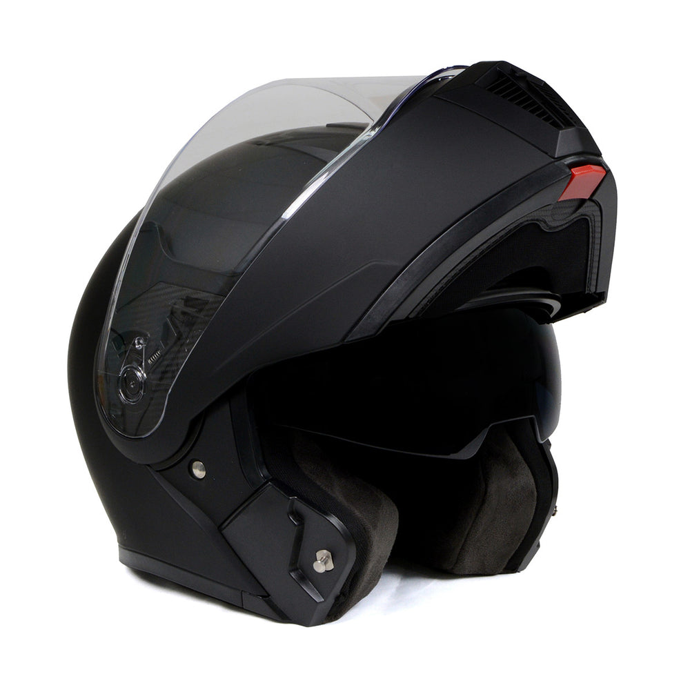 Milwaukee Helmets MPH9812DOT Flat Black Menace Advanced Motorcycle Modular Helmet Biker w/ Drop Down Visor