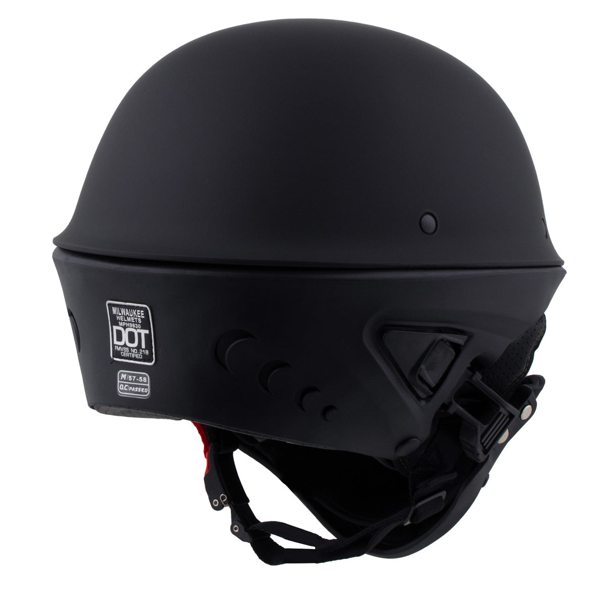 Milwaukee Helmets MPH9830DOT Rascal 3/4 Open Face Flat Black 2 in 1 Motorcycle Helmet Biker