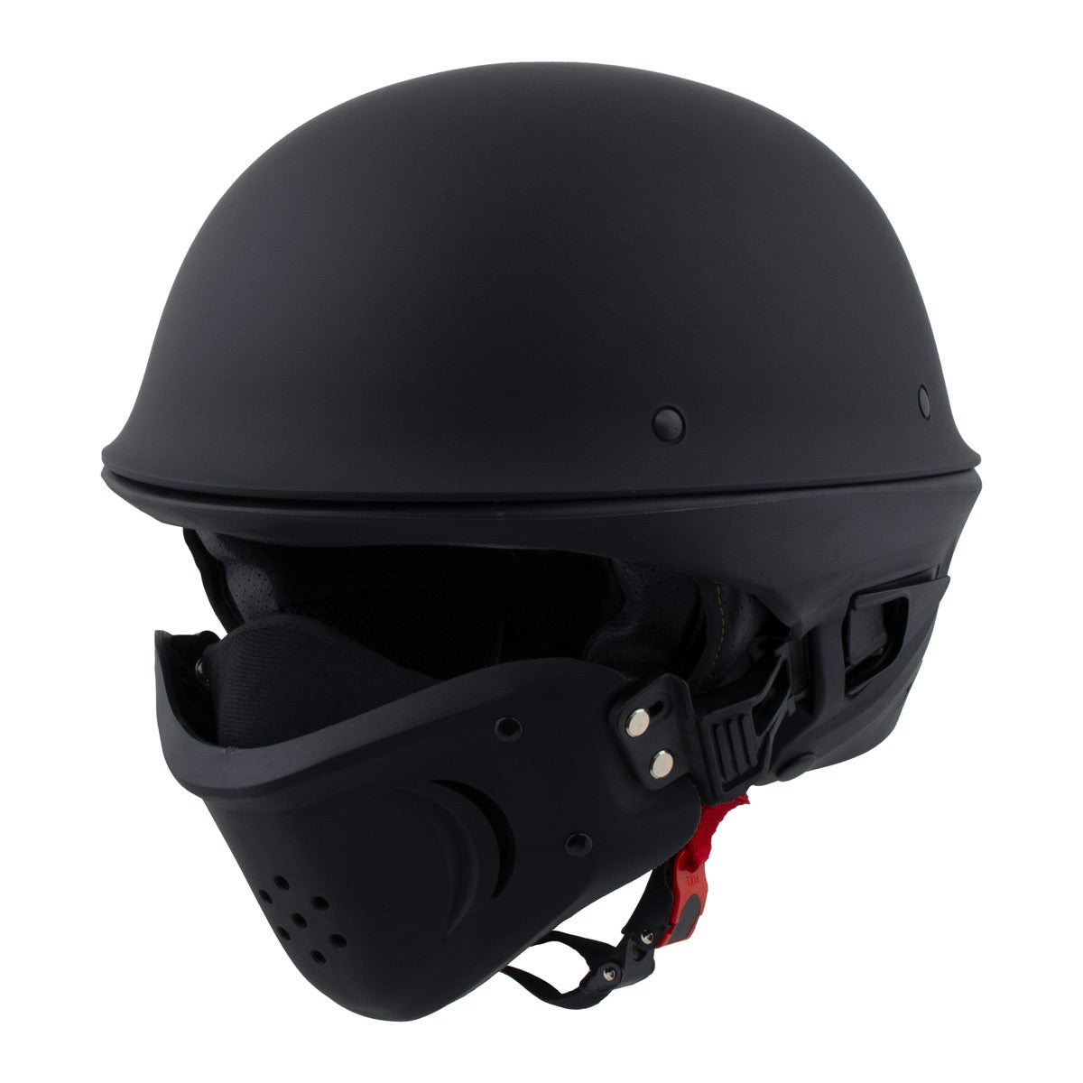 Milwaukee Helmets MPH9830DOT Rascal 3/4 Open Face Flat Black 2 in 1 Motorcycle Helmet Biker