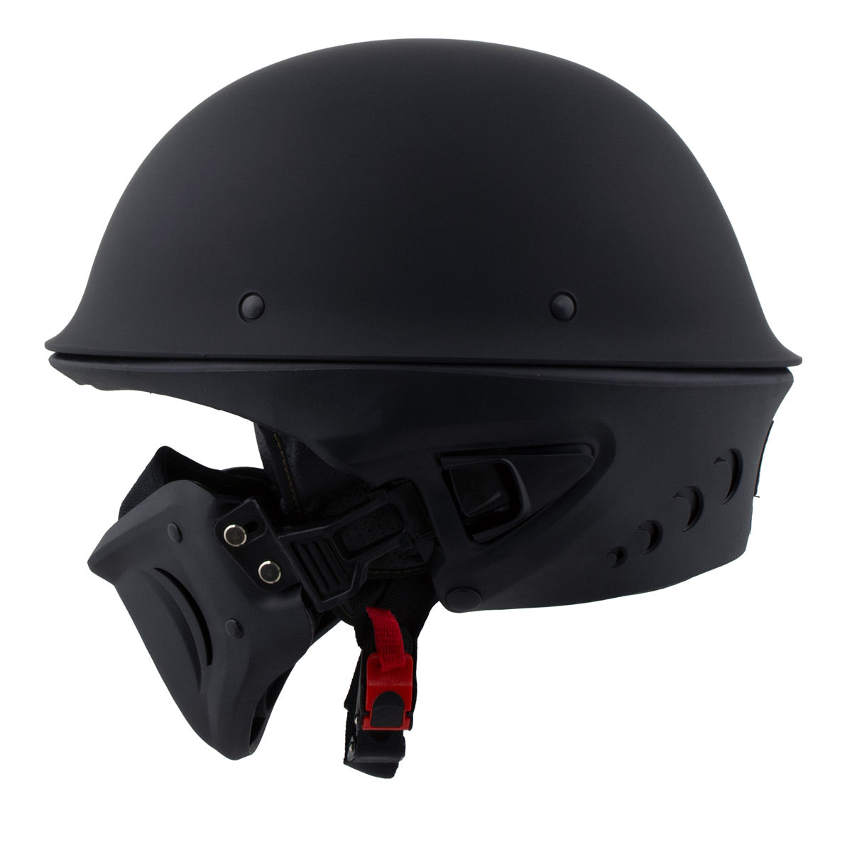 Milwaukee Helmets MPH9830DOT Rascal 3/4 Open Face Flat Black 2 in 1 Motorcycle Helmet Biker