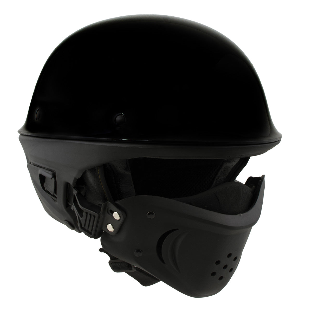 Milwaukee Helmets MPH9831DOT Rascal 3/4 Open Face Gloss Black 2 in 1 Motorcycle Biker DOT Helmet