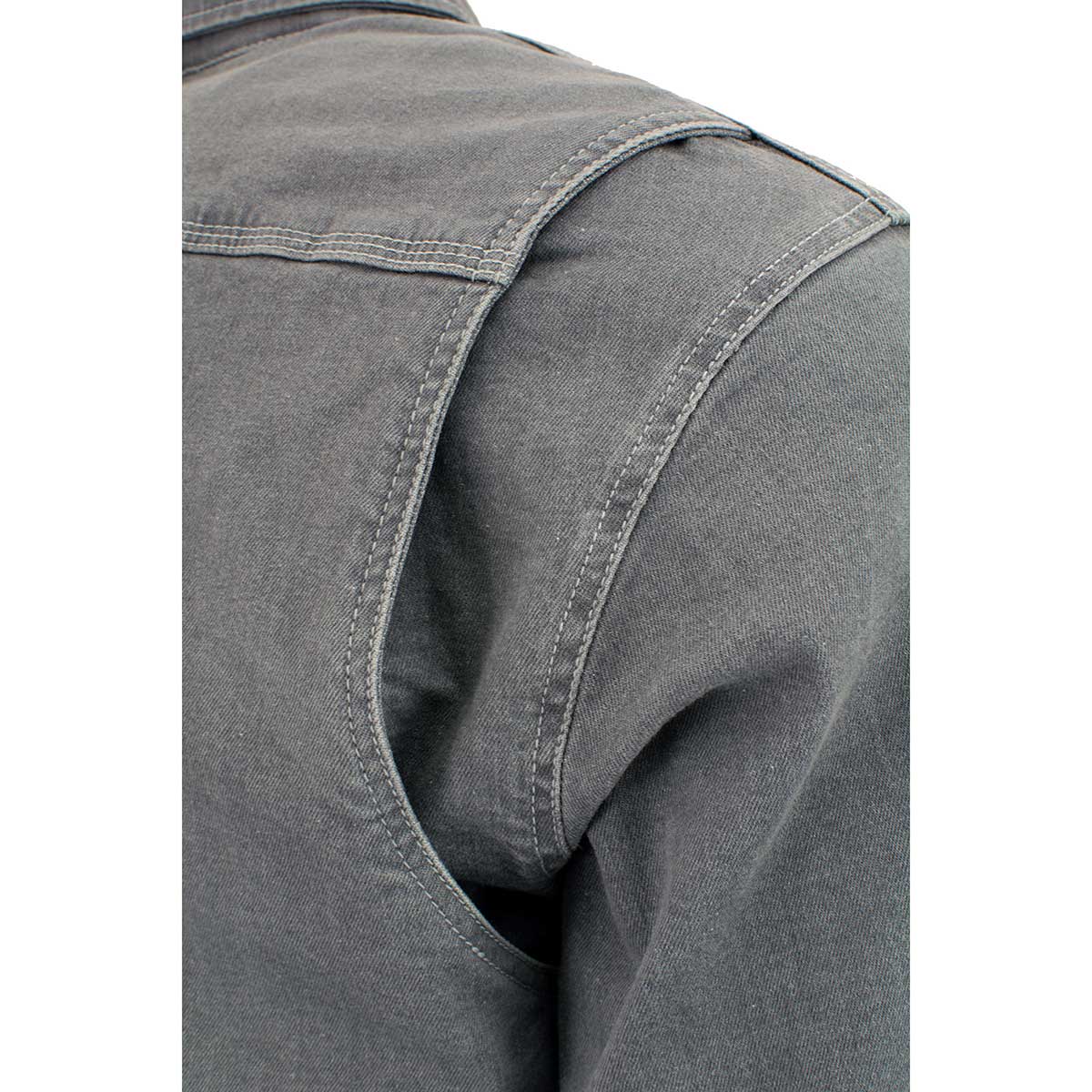 Milwaukee Leather MPM1621 Men's Grey CE Armored Long Sleeve Motorcycle Riders Shirt w/ Reinforced w/ Aramid Fibers