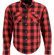 Milwaukee Leather MPM1631 Men's Plaid Flannel Biker Shirt with CE Approved Armor - Reinforced w/ Aramid Fiber