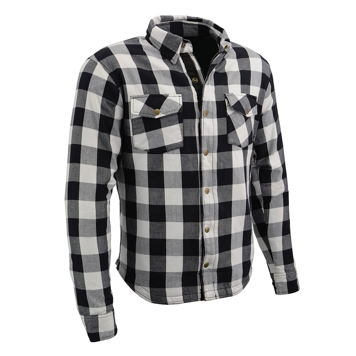 Milwaukee Leather MPM1633 Men's Armored Checkered Flannel Biker Shirt with Aramid by DuPont Fibers