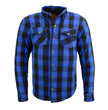 Milwaukee Leather Men's Plaid Flannel Blue Biker Shirt with CE Approved Armor Reinforced w/Aramid Fiber MPM1634