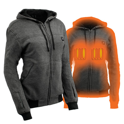 Nexgen Heat MPL2717DUAL Women's Grey Heated Hoodie w/ Dual Power Technology - Jacket for Winter w/ Battery Pack