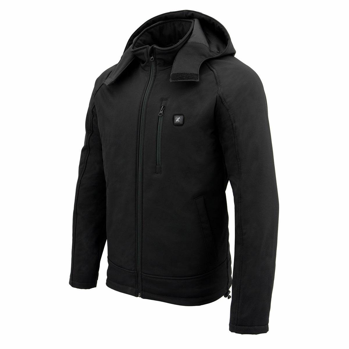 Nexgen Heat MPM1767SET Men's Black 'Heated' Soft Shell Hooded Zipper Front Jacket with Detachable Hood