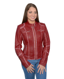 Milwaukee Leather SFL2830 Women's Red Scuba Style Sheepskin Fashion Leather Jacket