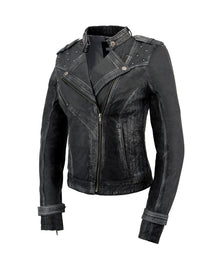 Milwaukee Leather SFL2840 Women's Maiden Black Premium Sheepskin Motorcycle Fashion Leather Jacket with Studs