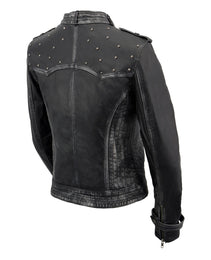 Milwaukee Leather SFL2840 Women's Maiden Black Premium Sheepskin Motorcycle Fashion Leather Jacket with Studs