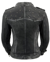 Milwaukee Leather SFL2840 Women's Maiden Black Premium Sheepskin Motorcycle Fashion Leather Jacket with Studs