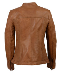 Milwaukee Leather SFL2855 Women's Saddle Zip Front Leather Jacket with Side Stretch Fitting