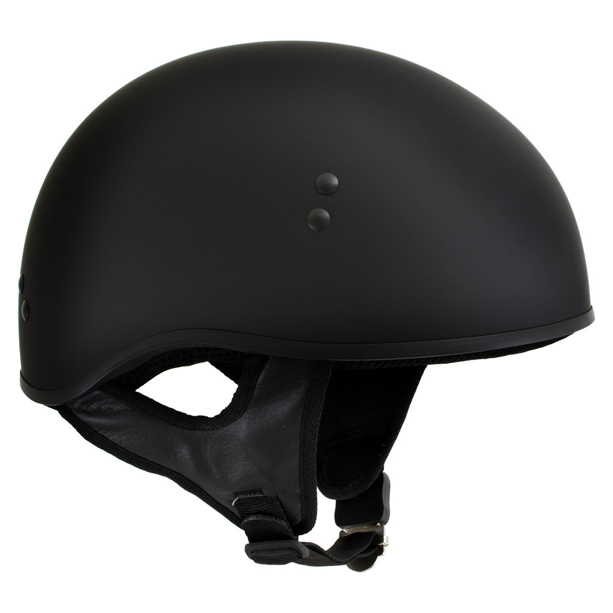 Hot Leathers HLT68-SP Flat Black The O.G. No Logo Motorcycle DOT Skull Cap Half Helmet Biker