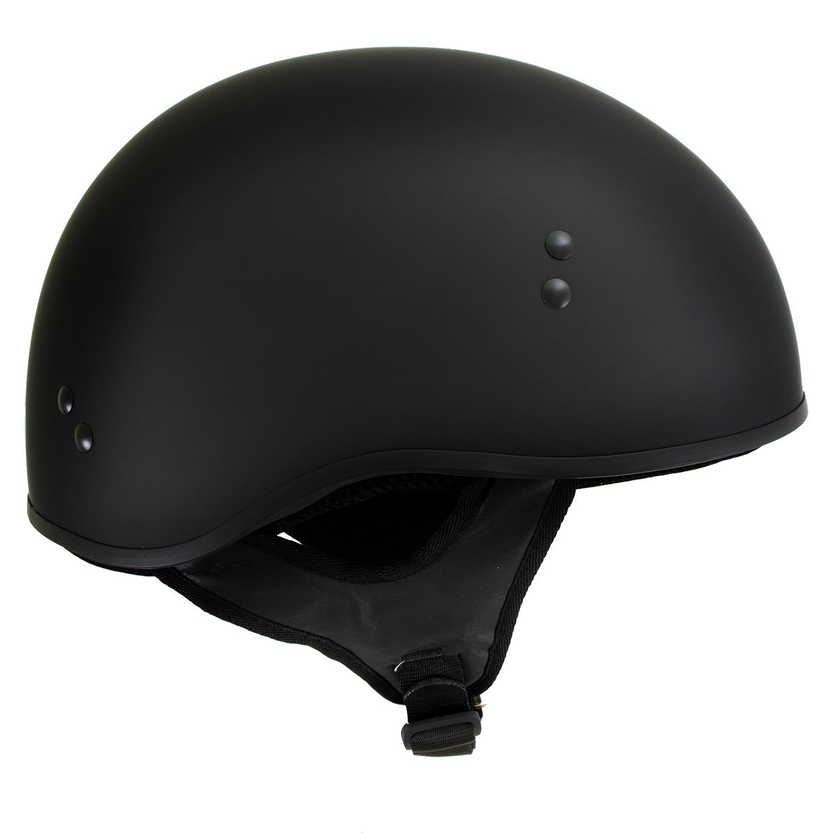 Hot Leathers HLT68-SP Flat Black The O.G. No Logo Motorcycle DOT Skull Cap Half Helmet Biker