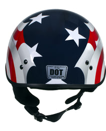 Hot Leathers T72 Blue Flag Advanced DOT Motorcycle Half Helmet Biker w/ Drop Down Visor