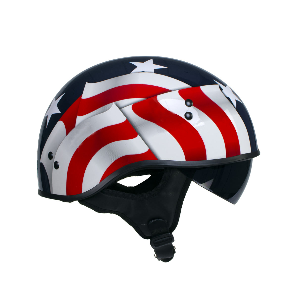 Hot Leathers T72 Blue Flag Advanced DOT Motorcycle Half Helmet Biker w/ Drop Down Visor